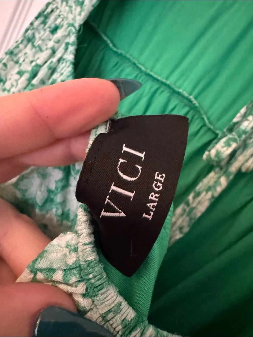 VICI Green Floral Smocked Dress